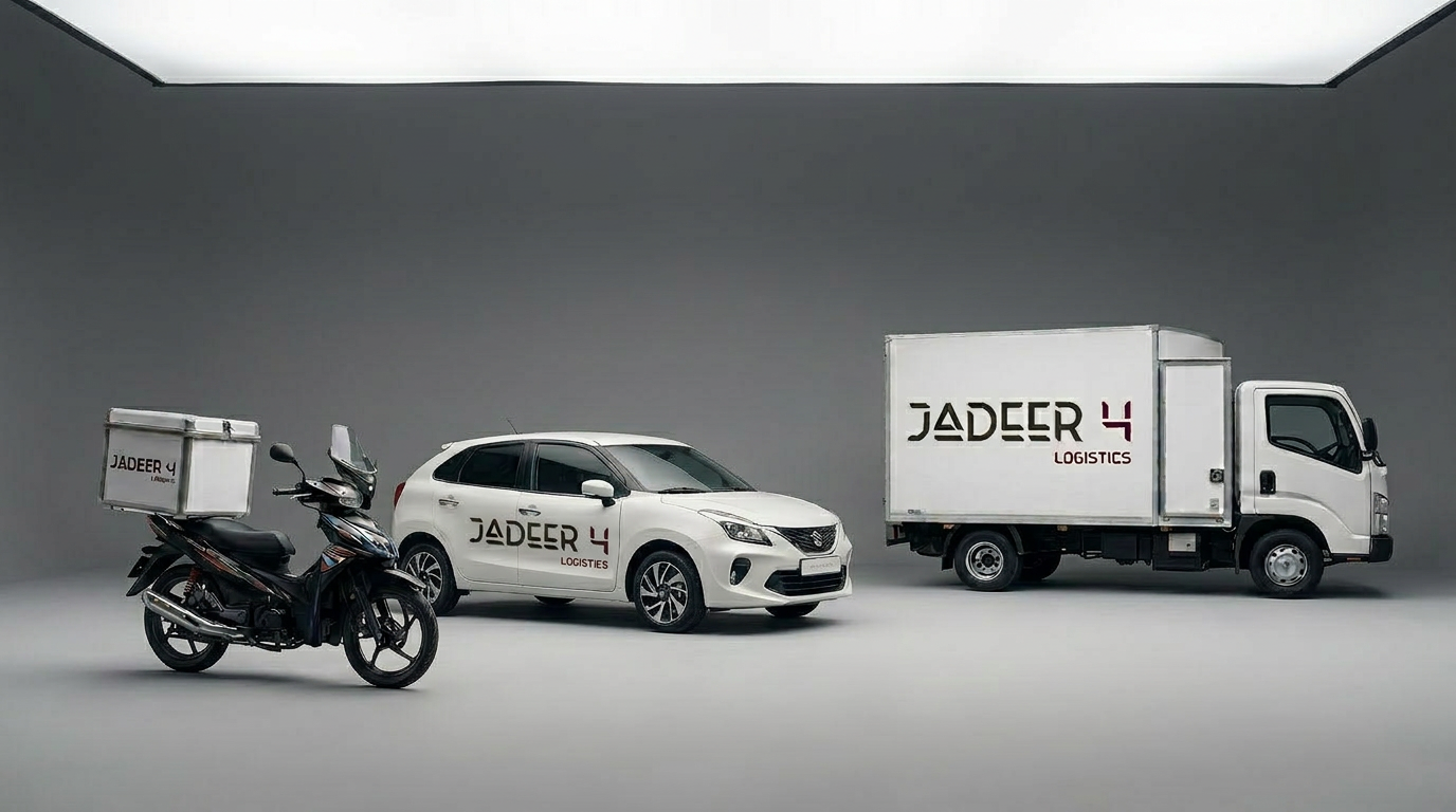 Fleet of Jadeer logistics vehicles
